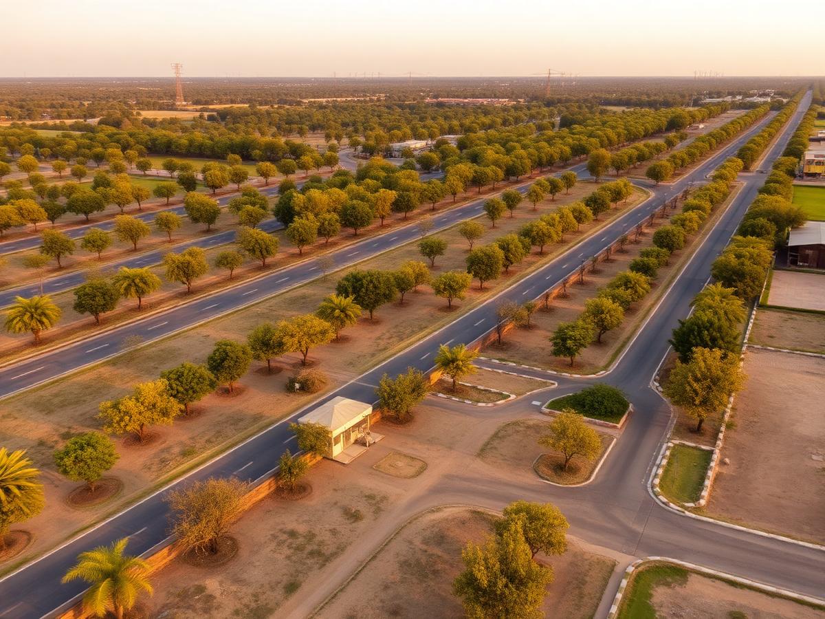 Aerial view of an approved gated plot layout near the ORR